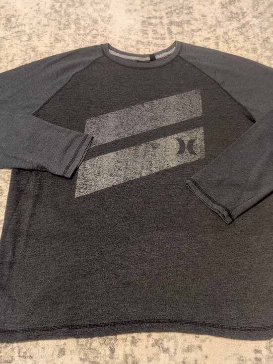 Hurley Other - Hurley XL Gray Raglan Long Sleeve Graphic T Shirt Logo Casual Men's